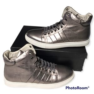 Badgley Mishka, size 12, gun metal color, high top sneakers.